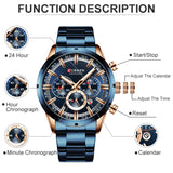 Men Watch Top Brand Luxury Sports Quartz Mens Watches Full Steel Waterproof Chronograph Wristwatch Men Relogio Masculino