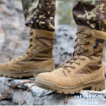 1000D Nylon Waterproof Trekking Hiking Shoes Men Military Tactical Combat Boots Layer Split-grain Leather Airsoft Gear
