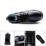 Black Steel Toe Boots for Men Women Work Boots Winter Snow Boots Safety Shoes Puncture Proof Hiking Combat Boots 023