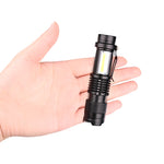 4000LM MINI Flashlight  Built in Battery USB Charging LED Flashlight COB Zoomable Waterproof Tactical Torch Lamp Bulbs Lantern