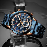 Men Watch Top Brand Luxury Sports Quartz Mens Watches Full Steel Waterproof Chronograph Wristwatch Men Relogio Masculino