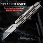 Titanium Folding Knife Multifunctional Tool Knife Quickly Change Blade Butterfly Knife Trainer EDC Tool Portable Survival Knife