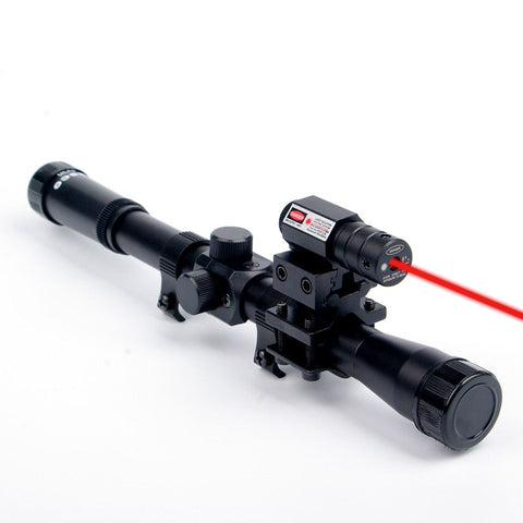 4x20 Red Dot Laser Sight Rifle Optics Scope Tactical Crossbow Riflescope 11mm Rail Mounts for 22 Caliber Guns Hunting