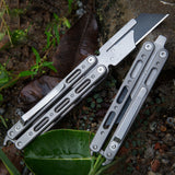 Titanium Folding Knife Multifunctional Tool Knife Quickly Change Blade Butterfly Knife Trainer EDC Tool Portable Survival Knife