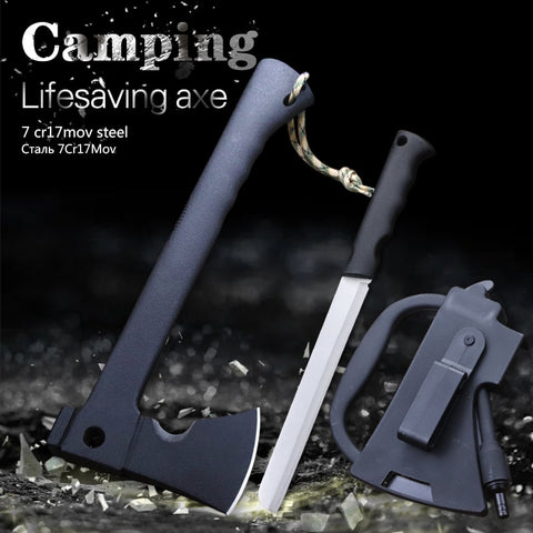 Outdoor multipurpose axe Fire fighting waist axe camping tactics survival axe Camping mountain cutting axe Nylon handle