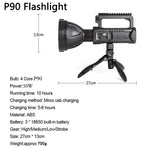 P90 Portable Powerful LED Flashlight Handheld Searchlight USB Rechargeable Spotlight Waterproof Torch Work Light Outdoor