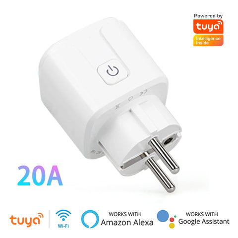 20A Tuya EU Smart Power Plug WiFi Energy Monitor Socket Outlet Smartlife APP Remote Timing Control Works With Alexa Google Home